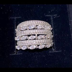 Multi Row Half Eternity CZ Ring